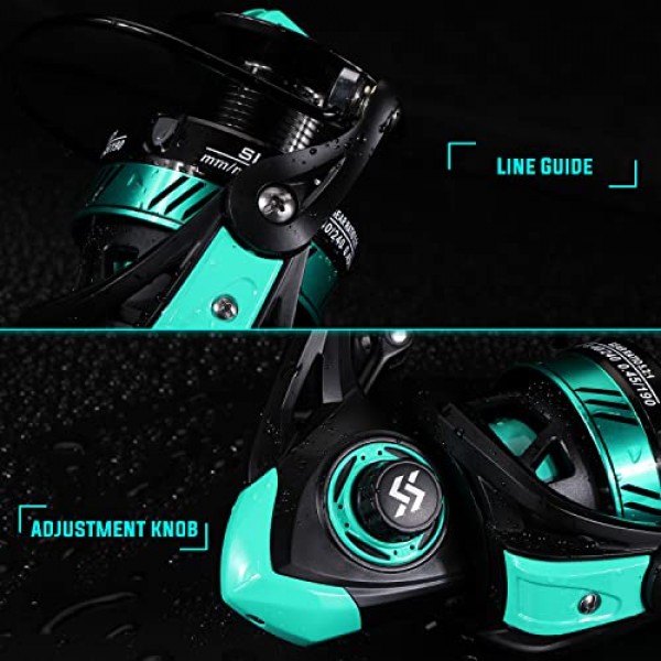 Sougayilang 낚시 릴, 알루미늄 스풀이 포함된 초경량 스피닝 릴, 5.2:1 고속 스피닝 낚시 릴, 민물용 1000-6000 시리즈