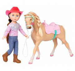 글리터 걸스 62243435759 Jaime & Jumper 36 cm Poseable Equestrian Doll with Horse – Brown Hair & Blue Eyes – Riding Outfit with Cowgirl Hat, Multi-Color
