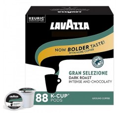 큐리그 브루어용 Lavazza Gran Selezione 1인용 커피 K-컵, 다크 로스트, 88 캡슐 밸류 팩, 100% 아라비카