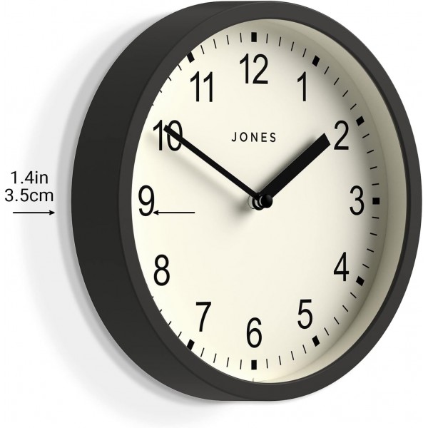 Jones Clocks® The Spin - 소형 시계 - 원형 벽시계 - 주방 시계 - 거실 시계 - 사무용 시계 - 장식용 홈 액세서리 - 모던 벽시계 - 20cm 벽시계(다크 그레이)