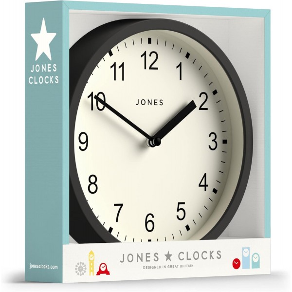 Jones Clocks® The Spin - 소형 시계 - 원형 벽시계 - 주방 시계 - 거실 시계 - 사무용 시계 - 장식용 홈 액세서리 - 모던 벽시계 - 20cm 벽시계(다크 그레이)
