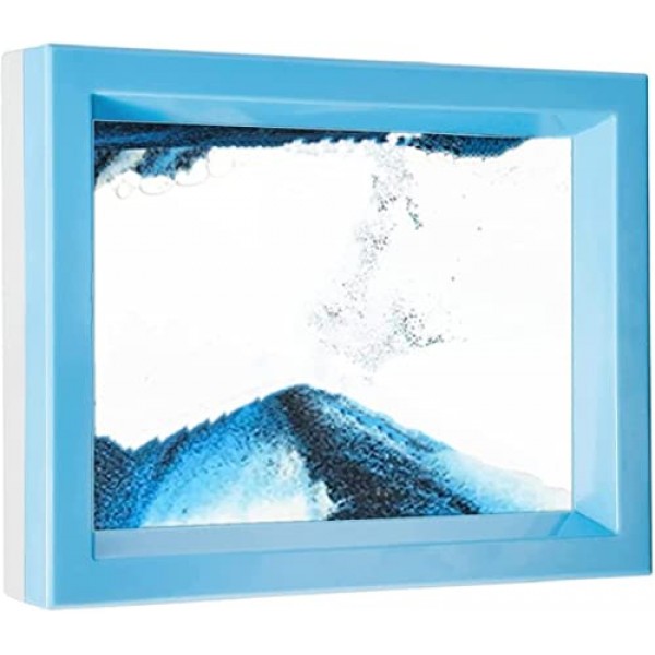 움직이는 모래 아트 그림, 모션 디스플레이의 3D 심해 모래 풍경, 감각 진정 안절부절을 위한 흐르는 모래 아트 장식, 데스크탑 홈 오피스 작업 장식(블루)