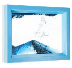 움직이는 모래 아트 그림, 모션 디스플레이의 3D 심해 모래 풍경, 감각 진정 안절부절을 위한 흐르는 모래 아트 장식, 데스크탑 홈 오피스 작업 장식(블루)