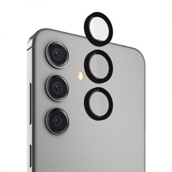 Case-Mate Samsung Galaxy S24 Plus 카메라 렌즈 보호대(검은색 알루미늄 링 포함) - 이중 강화 유리 - 렌즈 보호 보증 포함 - 야간 촬영 시 울트라 HD 뷰, 설치가 용이함