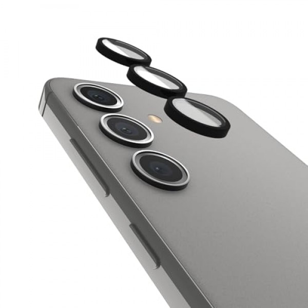 Case-Mate Samsung Galaxy S24 Plus 카메라 렌즈 보호대(검은색 알루미늄 링 포함) - 이중 강화 유리 - 렌즈 보호 보증 포함 - 야간 촬영 시 울트라 HD 뷰, 설치가 용이함