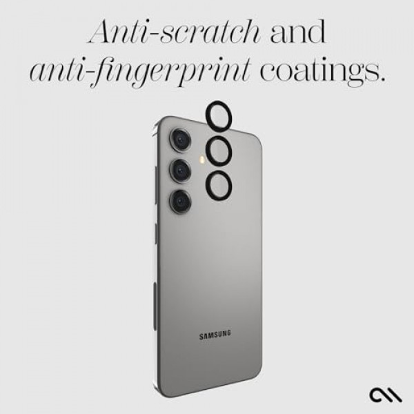 Case-Mate Samsung Galaxy S24 Plus 카메라 렌즈 보호대(검은색 알루미늄 링 포함) - 이중 강화 유리 - 렌즈 보호 보증 포함 - 야간 촬영 시 울트라 HD 뷰, 설치가 용이함