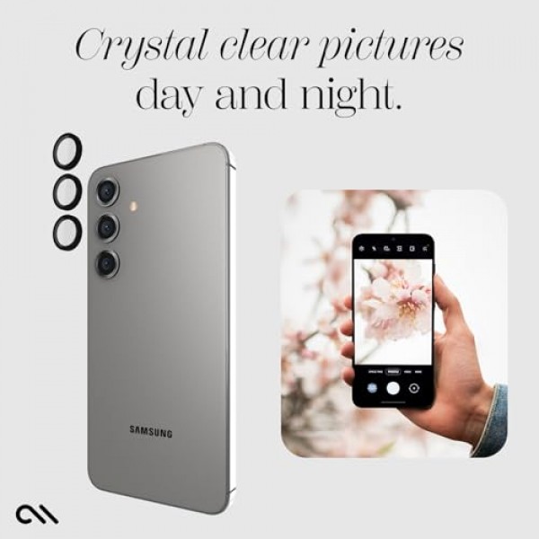 Case-Mate Samsung Galaxy S24 Plus 카메라 렌즈 보호대(검은색 알루미늄 링 포함) - 이중 강화 유리 - 렌즈 보호 보증 포함 - 야간 촬영 시 울트라 HD 뷰, 설치가 용이함