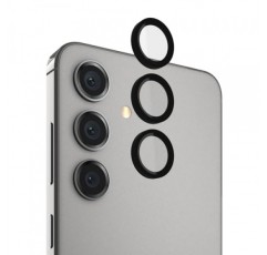 Case-Mate Samsung Galaxy S24 Plus 카메라 렌즈 보호대(검은색 알루미늄 링 포함) - 이중 강화 유리 - 렌즈 보호 보증 포함 - 야간 촬영 시 울트라 HD 뷰, 설치가 용이함