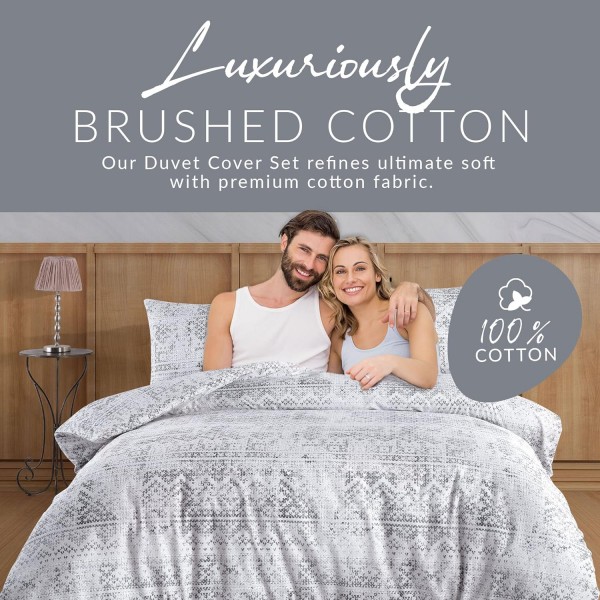 Homy Textiles 더블 이불 커버 세트 100% 면 3개 1 x 이불 커버 200 x 200 cm 2 x 베갯잇 50 x 75 cm 회색 (Wolly Beige, Double) Wolly Beige 더블 침대