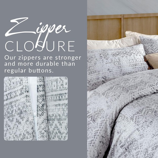 Homy Textiles 더블 이불 커버 세트 100% 면 3개 1 x 이불 커버 200 x 200 cm 2 x 베갯잇 50 x 75 cm 회색 (Wolly Beige, Double) Wolly Beige 더블 침대