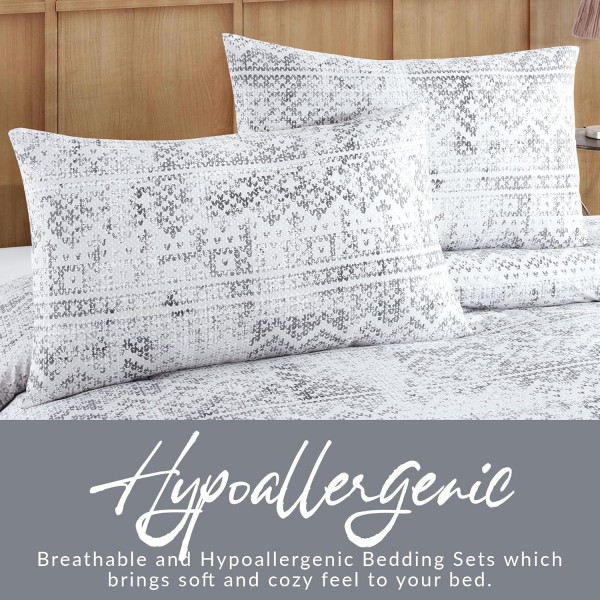 Homy Textiles 더블 이불 커버 세트 100% 면 3개 1 x 이불 커버 200 x 200 cm 2 x 베갯잇 50 x 75 cm 회색 (Wolly Beige, Double) Wolly Beige 더블 침대