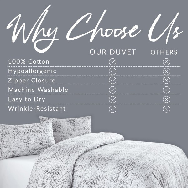 Homy Textiles 더블 이불 커버 세트 100% 면 3개 1 x 이불 커버 200 x 200 cm 2 x 베갯잇 50 x 75 cm 회색 (Wolly Beige, Double) Wolly Beige 더블 침대