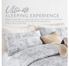 Homy Textiles 더블 이불 커버 세트 100% 면 3개 1 x 이불 커버 200 x 200 cm 2 x 베갯잇 50 x 75 cm 회색 (Wolly Beige, Double) Wolly Beige 더블 침대