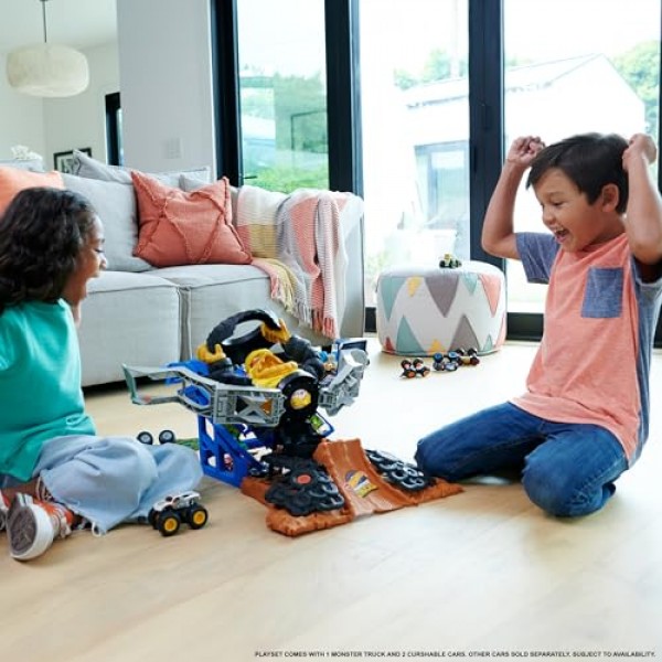 Hot Wheels 몬스터 트럭 아레나 스매셔 Mega-Wrex 대 Crushzilla 테이크다운 플레이 세트(1:64 스케일 Mega-Wrex 장난감 트럭 및 6대의 분쇄 가능한 자동차 포함)