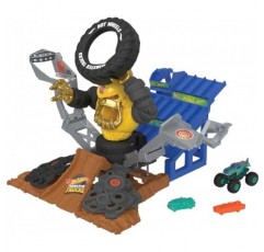 Hot Wheels 몬스터 트럭 아레나 스매셔 Mega-Wrex 대 Crushzilla 테이크다운 플레이 세트(1:64 스케일 Mega-Wrex 장난감 트럭 및 6대의 분쇄 가능한 자동차 포함)
