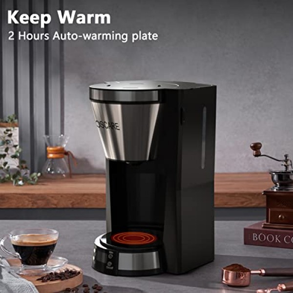 10컵 프로그래밍 가능한 커피 메이커: 타이머가 있는 자동 드립 커피 메이커, 자동 차단, 스마트 안티 드립 시스템, 퀵 브루, 보온 플레이트, 전기 필터 커피 머신