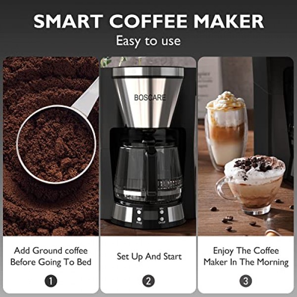 10컵 프로그래밍 가능한 커피 메이커: 타이머가 있는 자동 드립 커피 메이커, 자동 차단, 스마트 안티 드립 시스템, 퀵 브루, 보온 플레이트, 전기 필터 커피 머신