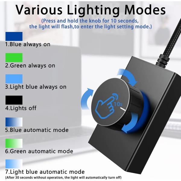 로터리 볼륨 조절 및 원키 음소거 기능이 있는 Geekria USB 볼륨 조절 손잡이 PC/전화 오디오 원격 제어 지원 Win 7 8 10 Vista Android(1.5m 케이블)