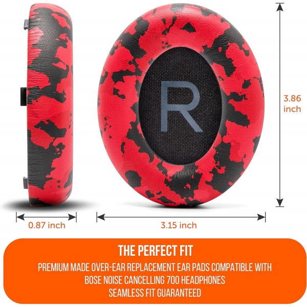 WC Wicked Cushions Bose 700 소음 제거 헤드폰(NC700)용 교체용 이어 패드 업그레이드 - 더 부드러운 PU 가죽, 고급스러운 메모리 폼, 추가된 두께, 추가 내구성 | 레드 카모