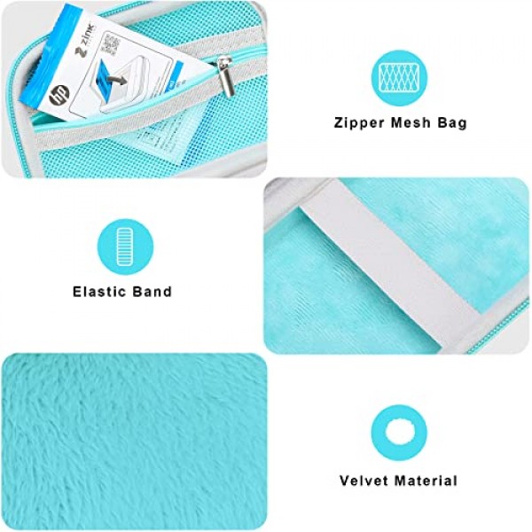 Liene 2x3 포토 프린터용 Canboc 하드 케이스, 미니 인스턴트 휴대용 인스턴트 프린터 상자, 인화지에 맞는 지퍼 메쉬 백, 케이블, 녹색(케이스만 해당)