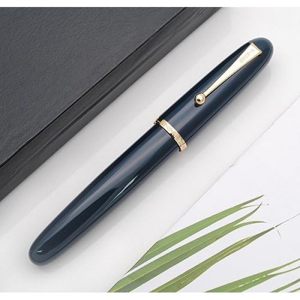 JINHAO 9019 만년필 다다오 시리즈 대용량 잉크 컨버터 포함 (진한 파란색, 중간 펜촉 0.7mm)