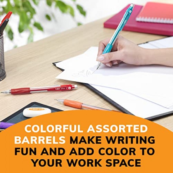 BIC Velocity 강력 리드 샤프 펜슬, 컬러풀 배럴 포함, 두꺼운 포인트(0.9mm), 4개 팩 지우개 포함 샤프 펜슬