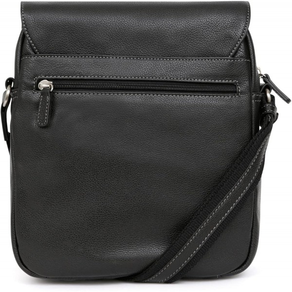 Hexagona 남성용 Paris Confort 컬렉션-블랙-인 그레인드 카우 가죽-1 조절 가능한 숄더 스트랩-문서 홀더-브리프케이스-사첼-메신저 백, L : 24 x h : 27 x P : 10 cm