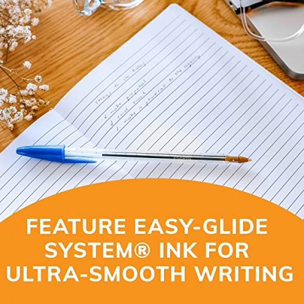 BIC Cristal Xtra Smooth Blue 볼펜, 미디엄 포인트(1.0mm), 12개 팩, 매우 부드럽고 안정적인 볼펜