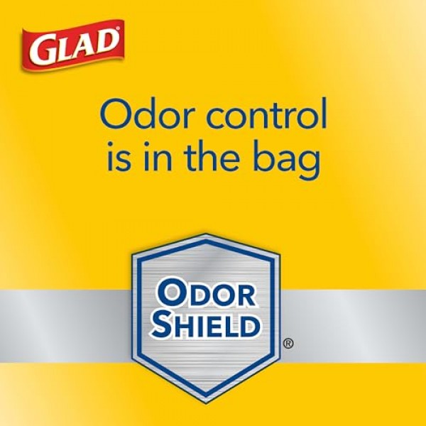 Glad ForceFlex 키가 큰 주방용 조임끈 쓰레기 봉투, 13갤런, OdorShield, 80Ct
