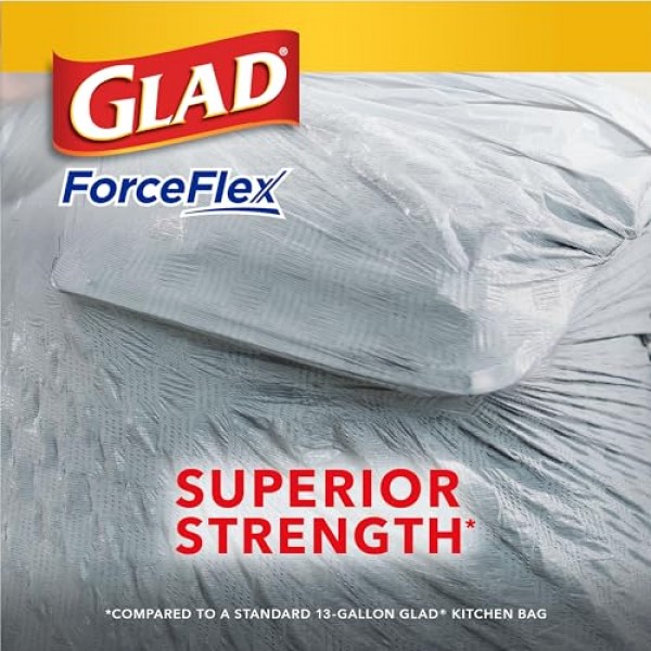 Glad ForceFlex 키가 큰 주방용 조임끈 쓰레기 봉투, 13갤런, OdorShield, 80Ct
