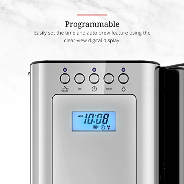 러셀 홉스 글래스 시리즈 8컵 커피메이커, 실버 및 스테인리스 스틸, CM8100GYR