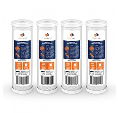 Aquaboon 5 마이크론 정수 필터 10 x 2.5인치 | CTO 활성탄 블록 필터 | WHEF-WHWC, WHKF-WHWC, WFPFC8002, FXWTC, 4팩과 호환되는 집 전체 정수 필터 교체 카트리지