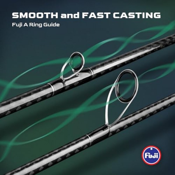 매직 소울 낚싯대, Fuji A-링 가이드, 2피스 BFS 스피닝 및 캐스팅 로드, Toray 30톤+36톤 탄소 섬유 블랭크, 코르크+탄소 분할 그립 핸들, 배스, 크래피, 월아이 등용