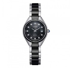 씨티즌 에코드라이브 Crystal Black 다이얼 여성용 시계 EW2558-88E