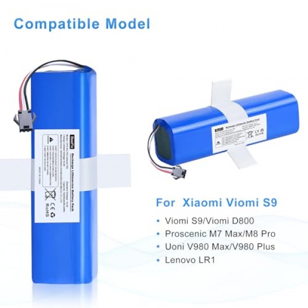 Xiaomi Viomi S9 로봇 진공 청소기용 교체용 배터리, 14.4V 리튬 이온 5600mAh