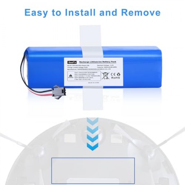 Xiaomi Viomi S9 로봇 진공 청소기용 교체용 배터리, 14.4V 리튬 이온 5600mAh
