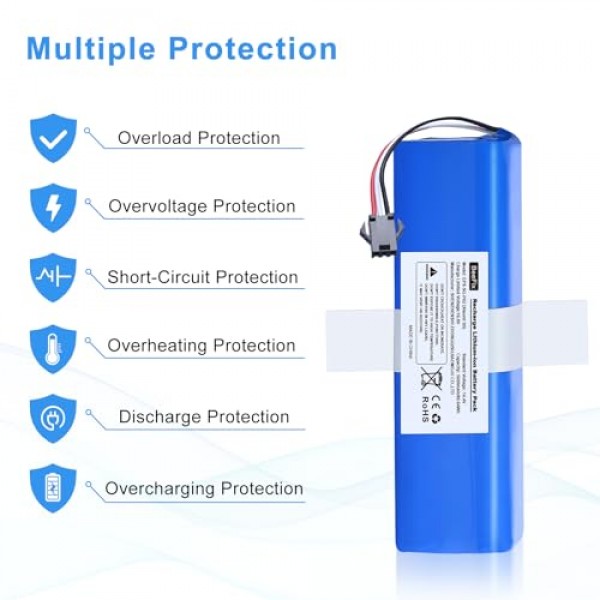 Xiaomi Viomi S9 로봇 진공 청소기용 교체용 배터리, 14.4V 리튬 이온 5600mAh