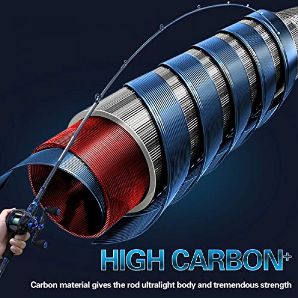 Sougayilang Baitcaster 콤보 낚싯대 및 릴 콤보, 여행 바닷물 담수 및 초보자를 위한 초경량 베이트캐스팅 낚시 릴 6피트/7피트