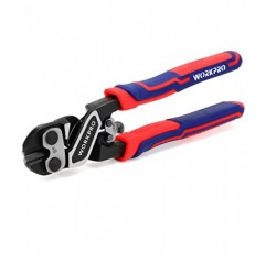 WORKPRO 8인치 미니 볼트 커터, 보안 잠금 장치 및 보다 효율적인 활용이 가능한 3색 이중 소재 인체공학적 핸들, 크롬 몰리브덴 강철 블레이드