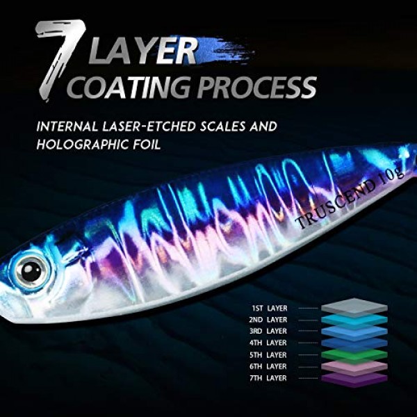 TRUSCEND 바닷물 지그 낚시 미끼 10g-160g 플랫 BKK 후크, 슬로우 피치/나이프/수직 지그, 참치 연어 그루퍼용 바닷물 숟가락 미끼, 바다 낚시 지그 미끼, 배스 낚시용 블레이