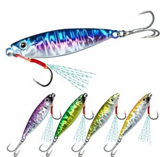 TRUSCEND 바닷물 지그 낚시 미끼 10g-160g 플랫 BKK 후크, 슬로우 피치/나이프/수직 지그, 참치 연어 그루퍼용 바닷물 숟가락 미끼, 바다 낚시 지그 미끼, 배스 낚시용 블레이