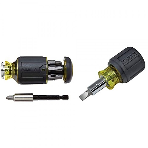 Klein Tools 32308 8-in-1 자석 드라이버 및 32561 6-in-1 스터비 드라이버/너트 드라이버 번들
