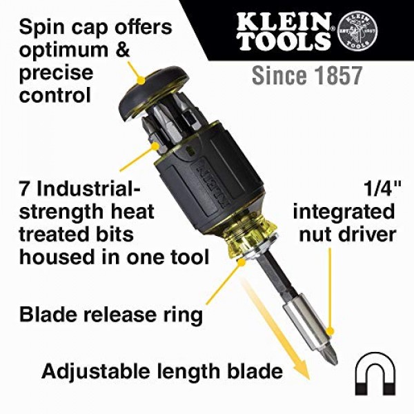 Klein Tools 32308 8-in-1 자석 드라이버 및 32561 6-in-1 스터비 드라이버/너트 드라이버 번들