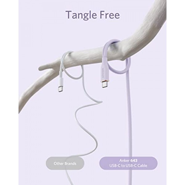 Anker USB-C-USB-C 케이블, 케이블 100W 6피트, USB 2.0 Type C 충전 케이블 iPhone 15/15Pro/15Plus/15ProMax, MacBook Pro 2020, iPad Pro 2020, iPad Air 4, Galaxy S23(라일락 퍼플)용 고속 충전