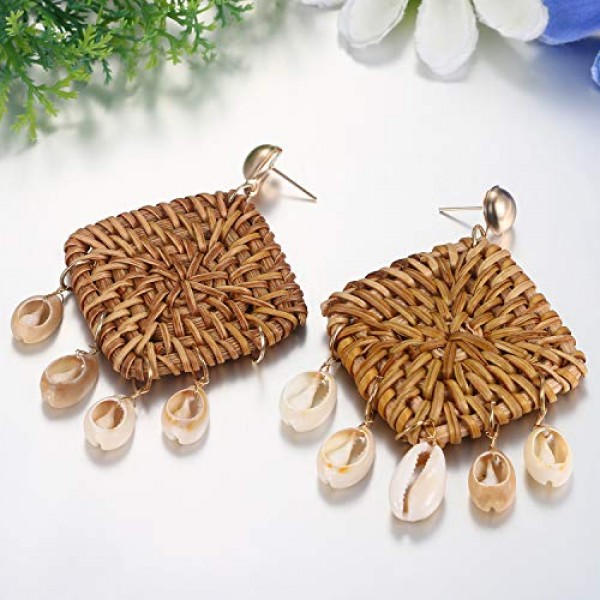 JewelryWe 보석 복고풍 귀걸이 Boho 스타일 수제 땋은 진술 귀걸이 여성을위한 매달려 술 펜던트 레이디 걸스 다양한 디자인, 금속 합금