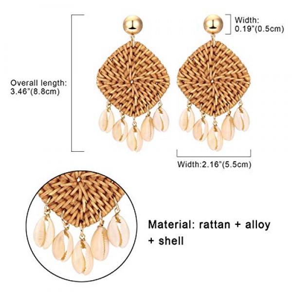 JewelryWe 보석 복고풍 귀걸이 Boho 스타일 수제 땋은 진술 귀걸이 여성을위한 매달려 술 펜던트 레이디 걸스 다양한 디자인, 금속 합금