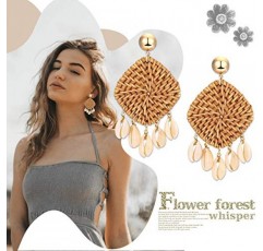 JewelryWe 보석 복고풍 귀걸이 Boho 스타일 수제 땋은 진술 귀걸이 여성을위한 매달려 술 펜던트 레이디 걸스 다양한 디자인, 금속 합금