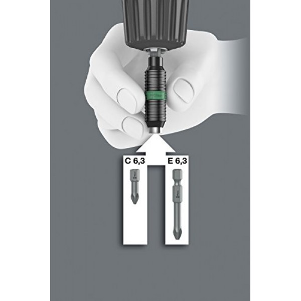 Wera - 5073420001 육각형 897/4 R SB BiTorsion Rapidaptor, 범용 비트 홀더 1/4