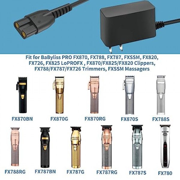 Babyliss Pro 트리머 FX870/FX825/FX820/FX788/FX787/FX726, FXSSM 마사지기, LoPROFX, Barberology GOLDFX, SILVERFX용 충전기