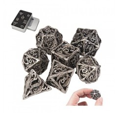 DND 주사위, 중공 D&D 금속 주사위, 선물 상자가 포함된 던전 및 드래곤 주사위 세트, RPG, MTG, 패스파인더, 블랙 골든 D 및 D 주사위 세트 D20 D12 D10 D8 D6 D4 D%용 Steampunk 다면